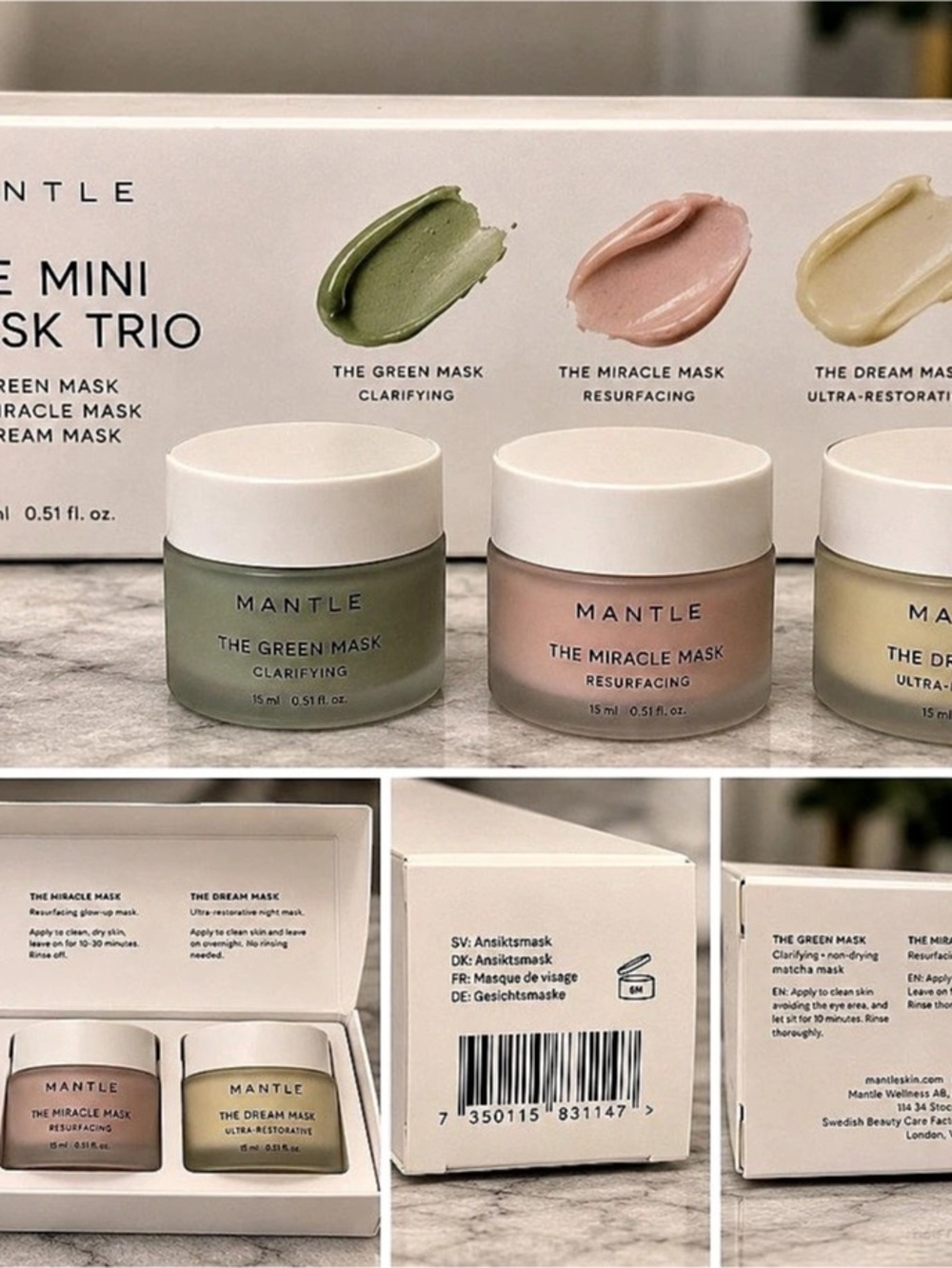 Mantle The Mini Mask Trio 3-Piece Face Mask Set NWT